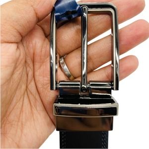 XL Fits Waist 40-42 Stafford Reversible Men's Black Dress Belt with Metal Loop